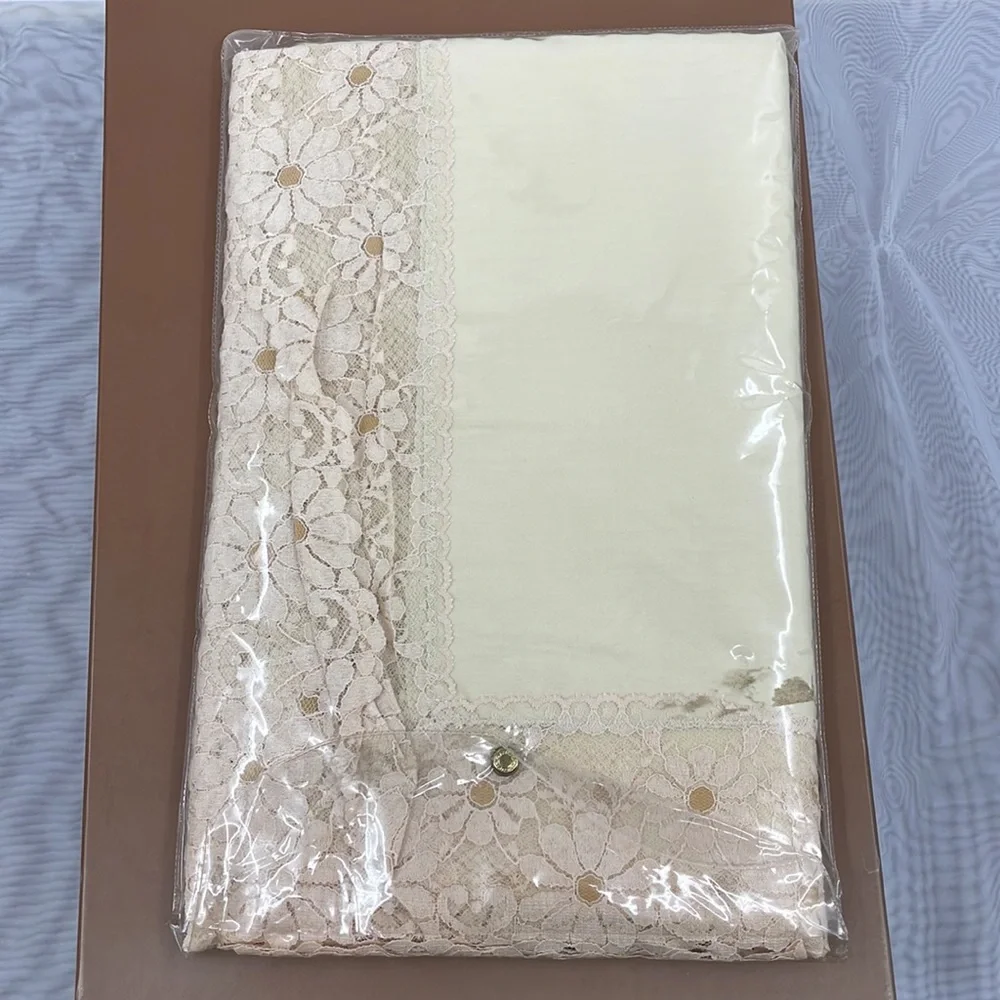 Vintage 1960s–1970s “Radiant” Lace Trim Tablecloth 67x90 Oblong NWT